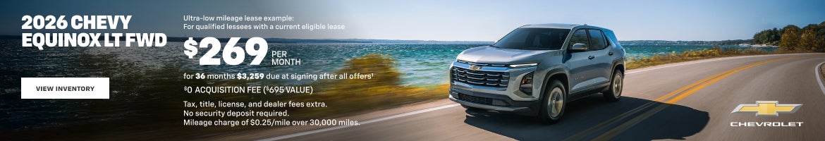 2026 Chevy Equinox LT FWD. Ultra-low mileage lease example gor qualified lessees with a current e...